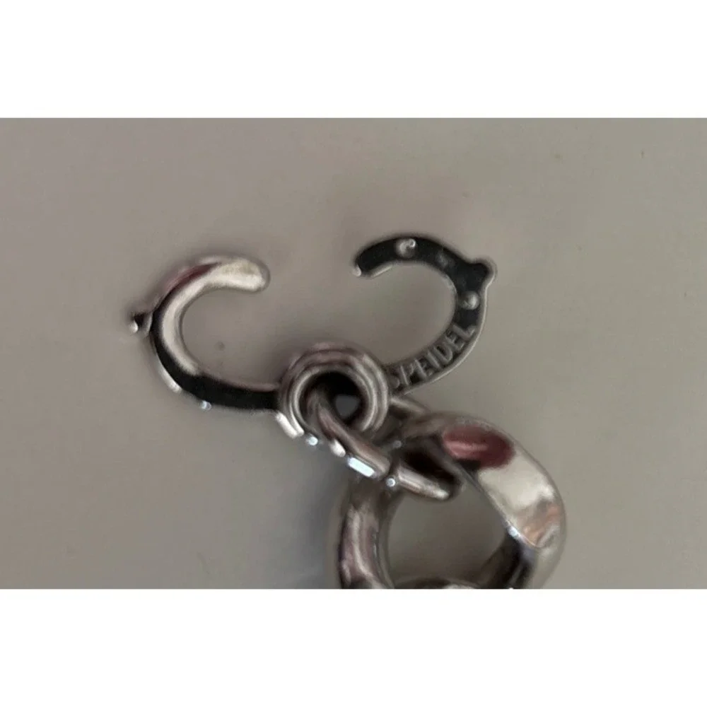 Vintage Speidel ID Bracelet Black‎ Silver Tone Thick Chain Engraved TOM 8.5